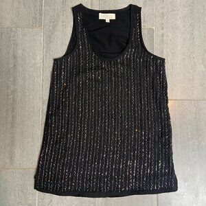 Olive & Oak Sleeveless Sequin Blouse Cocktail Party Tank Top Black Size XS